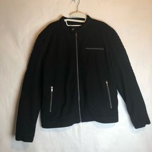 ZARA BLACK ZIP FRONT BOMBER JACKET SIZE LARGE